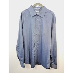 Joseph Abboud Blue Print Men's Dress Shirt In Size XL Long Sleeve EUC